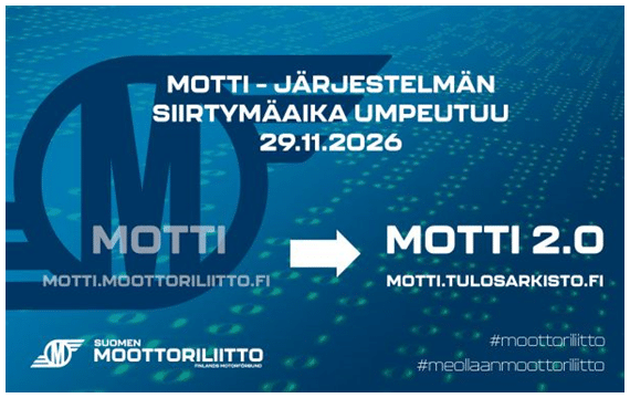 MOTTI – JÄRJESTELMÄN SIIRTYMÄAIKA UMPEUTUU 29.11.2026